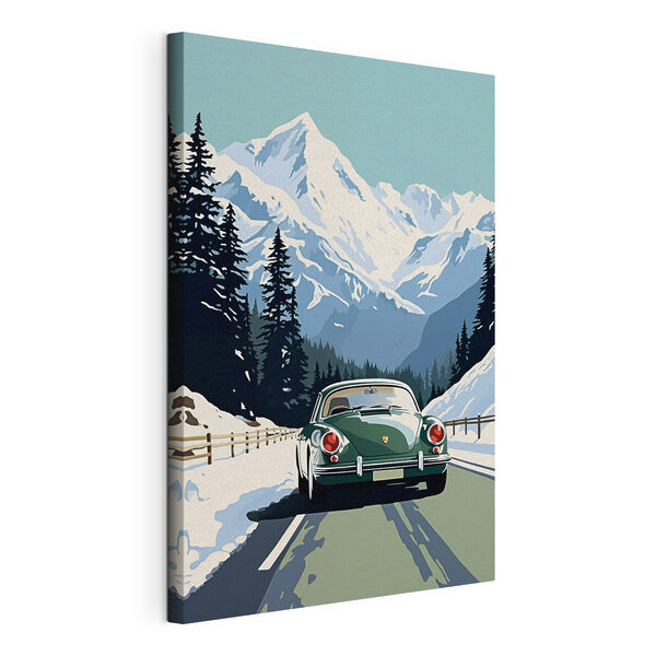 Car driving on a snowy road