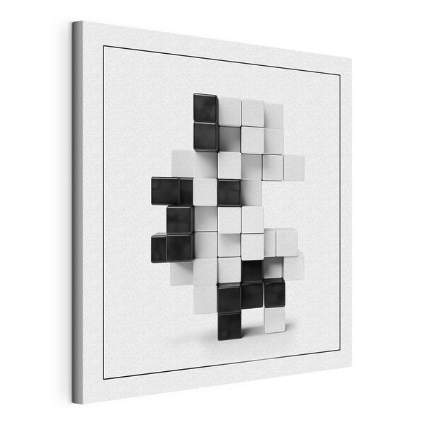 Black and white cubes stacked together