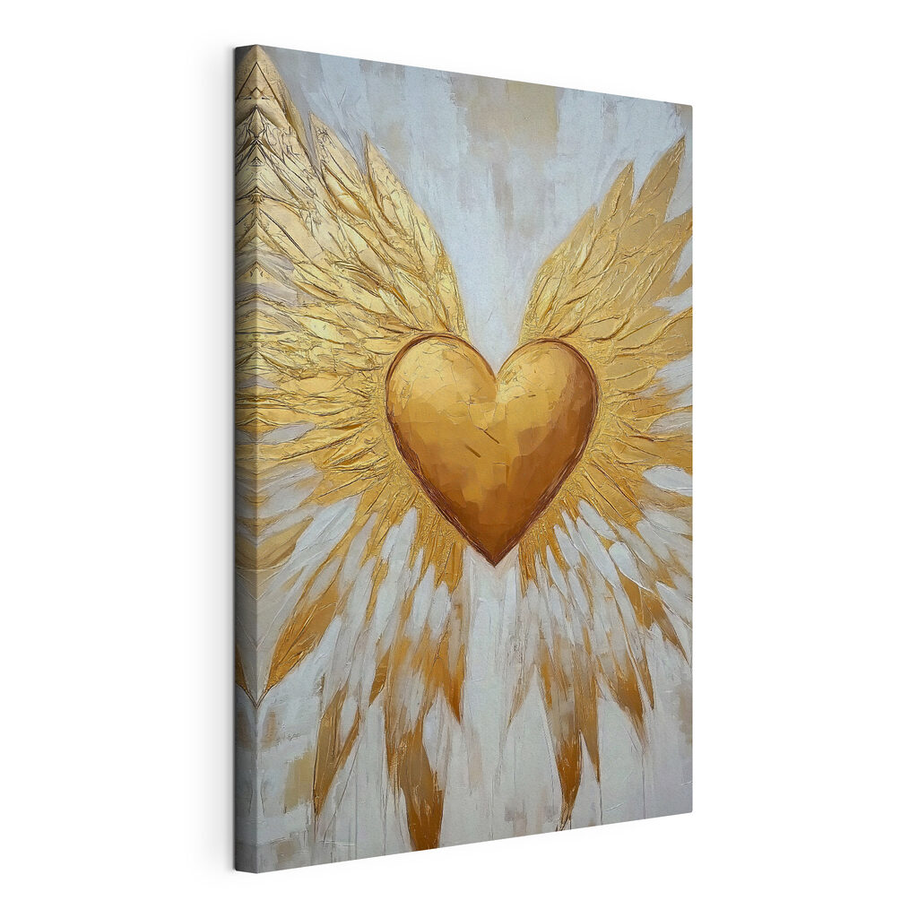 Heart with wings painted on it