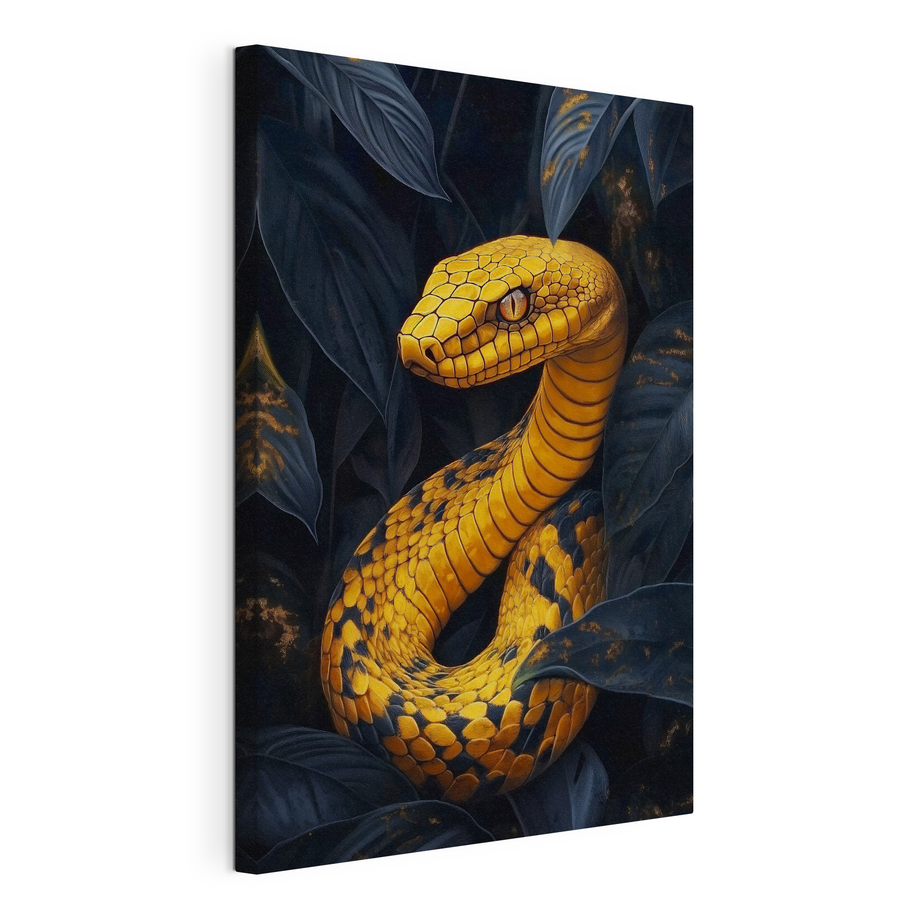 Yellow snake with black leaves