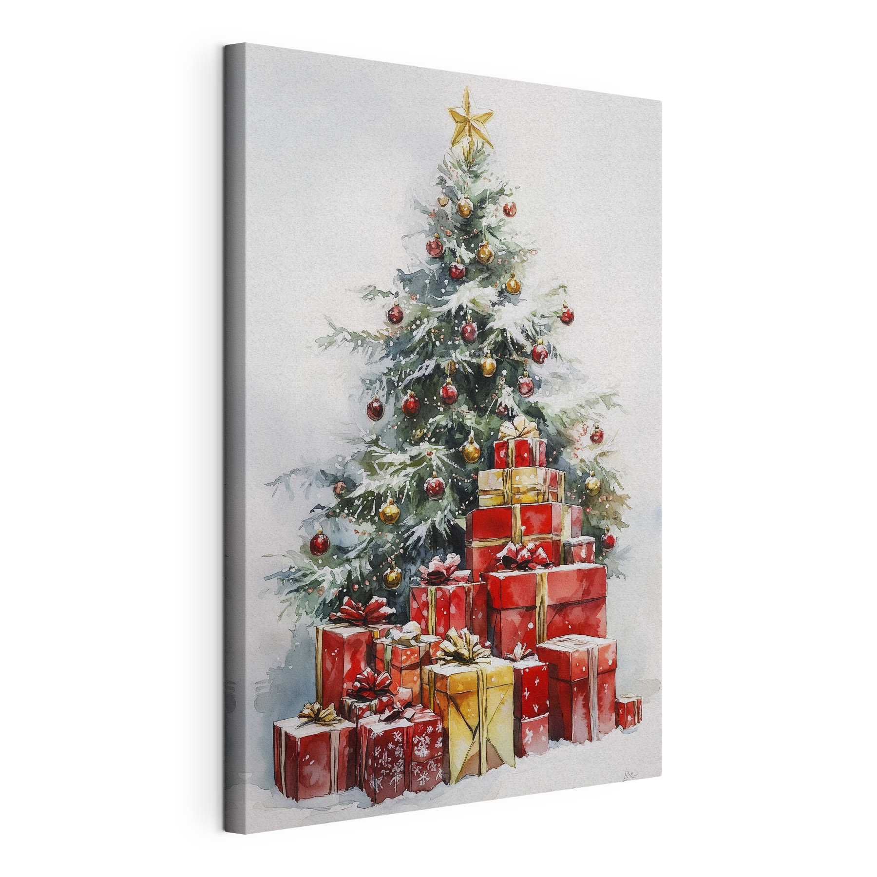 Watercolor of presents under a christmas tree Watercolor of presents under a christmas tree