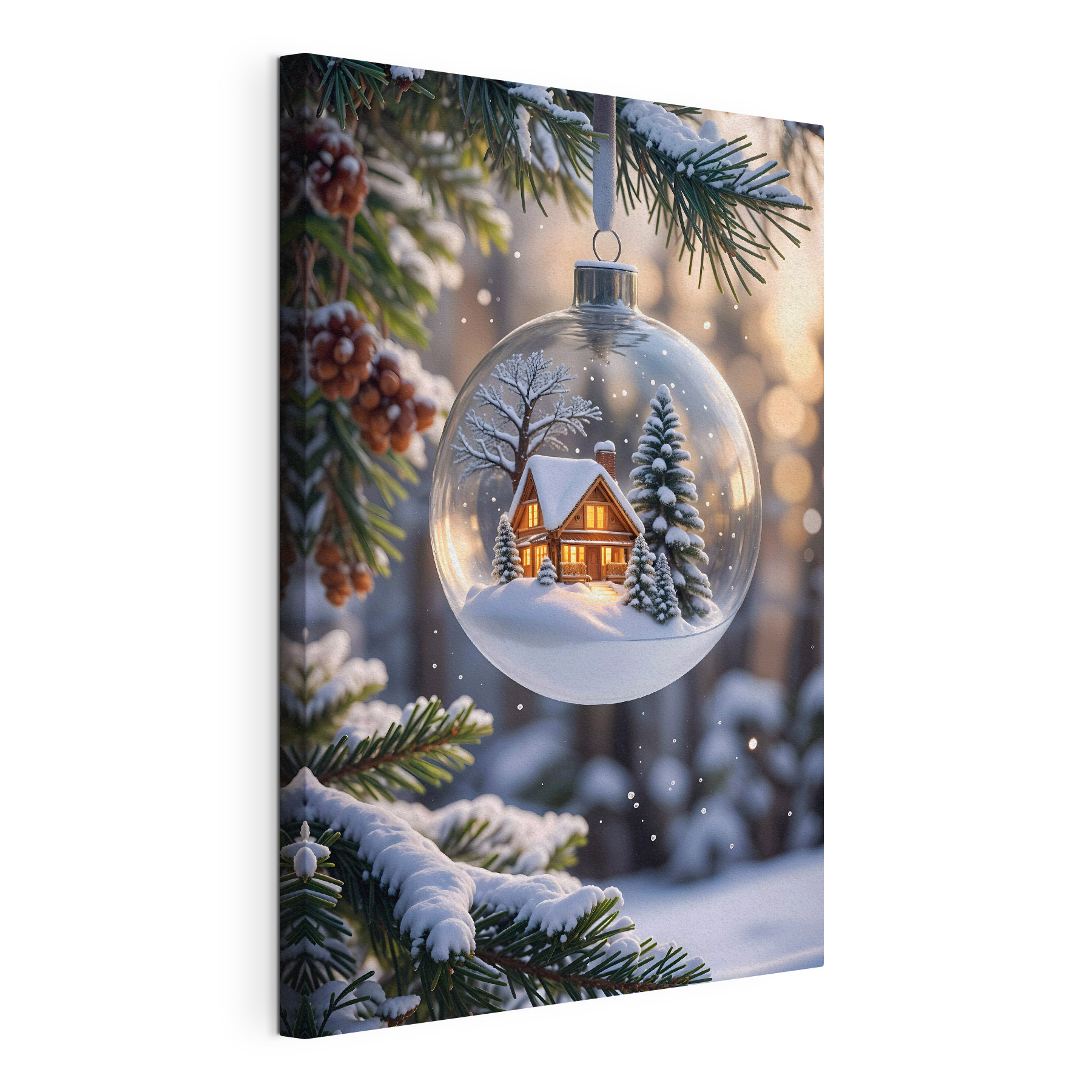 Glass ball with a house and trees inside
