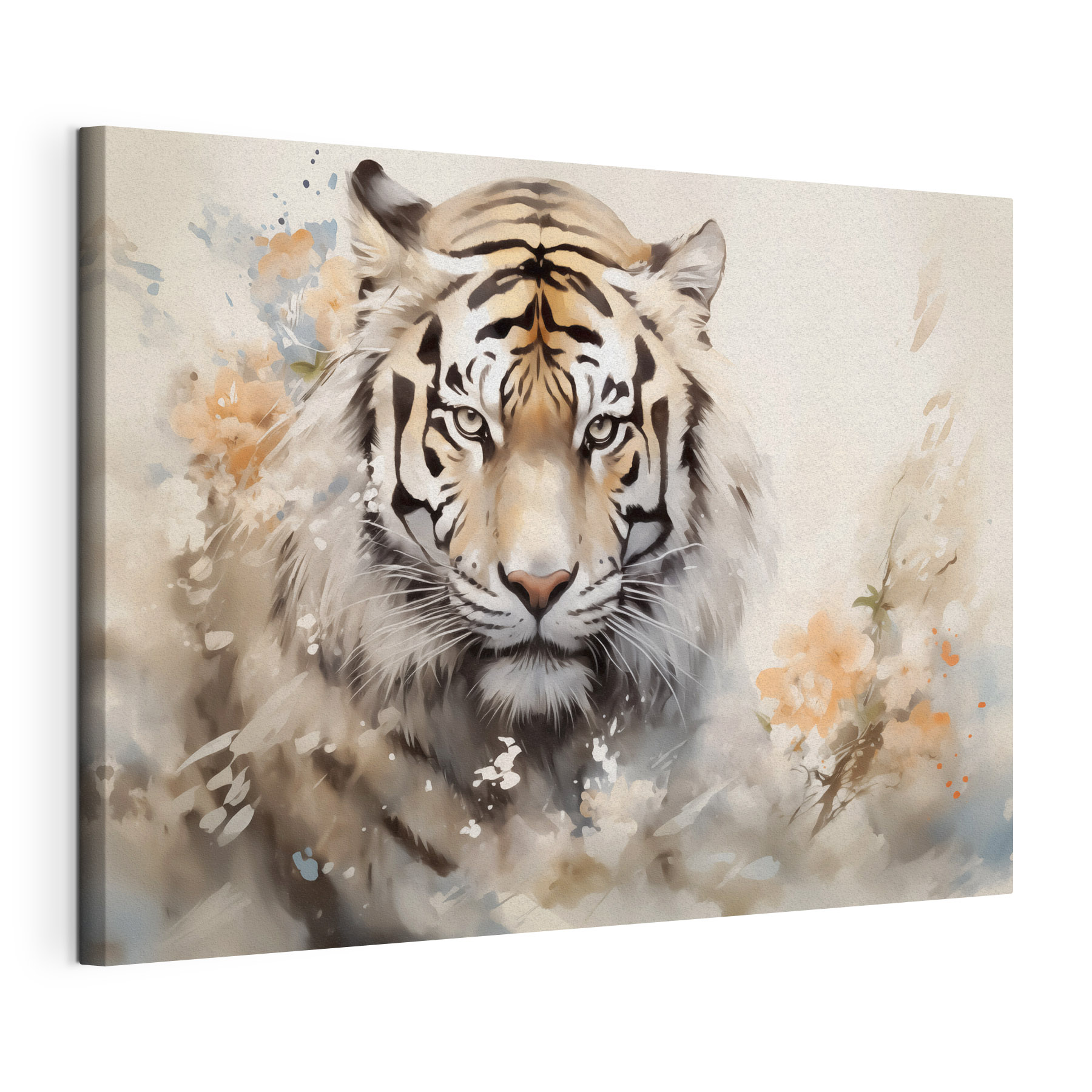 Tiger with flowers in the background Tiger with flowers in the background