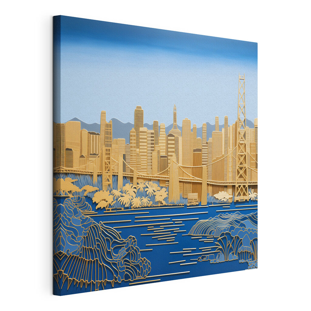 City skyline with vibrant colors