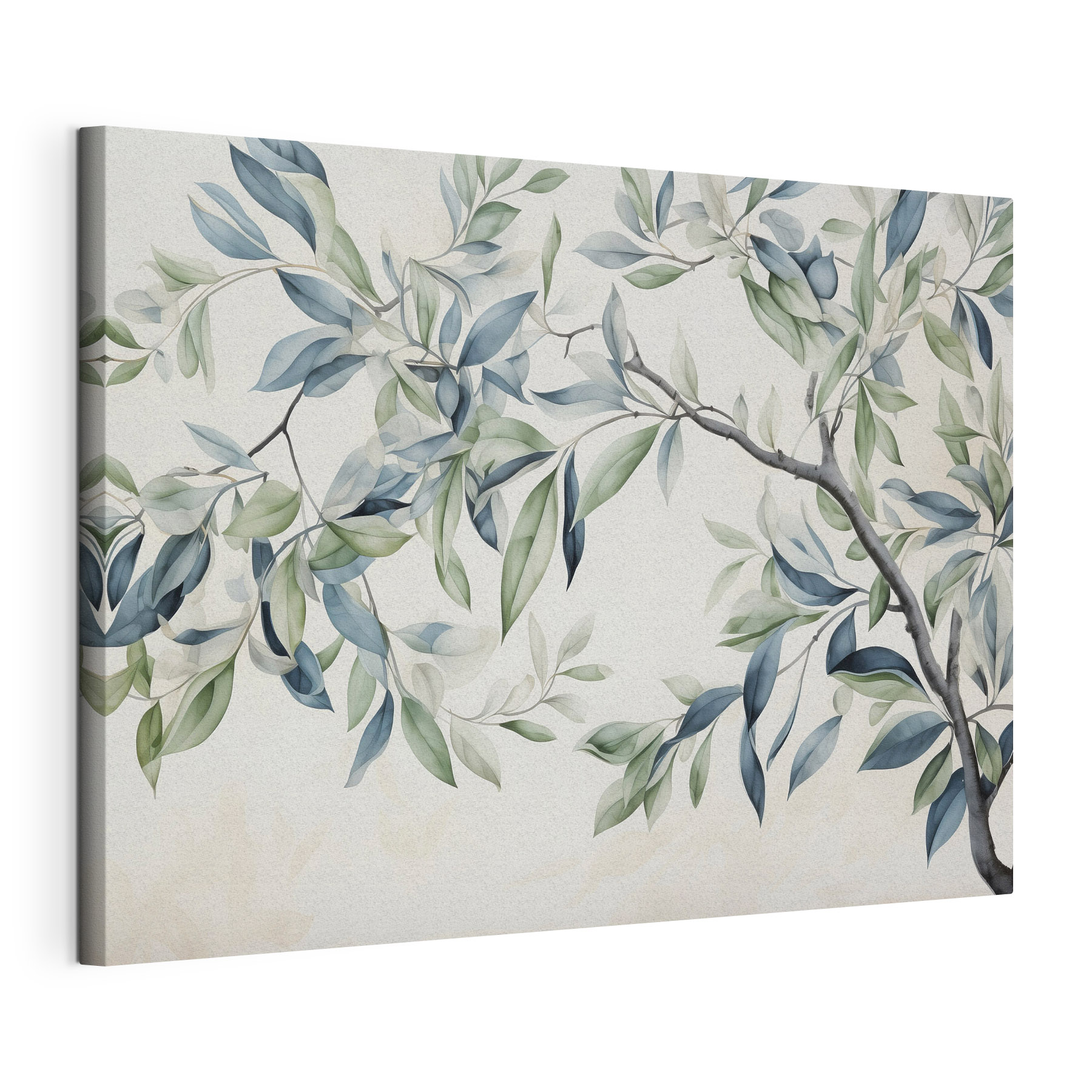 Painting of a tree branch with leaves