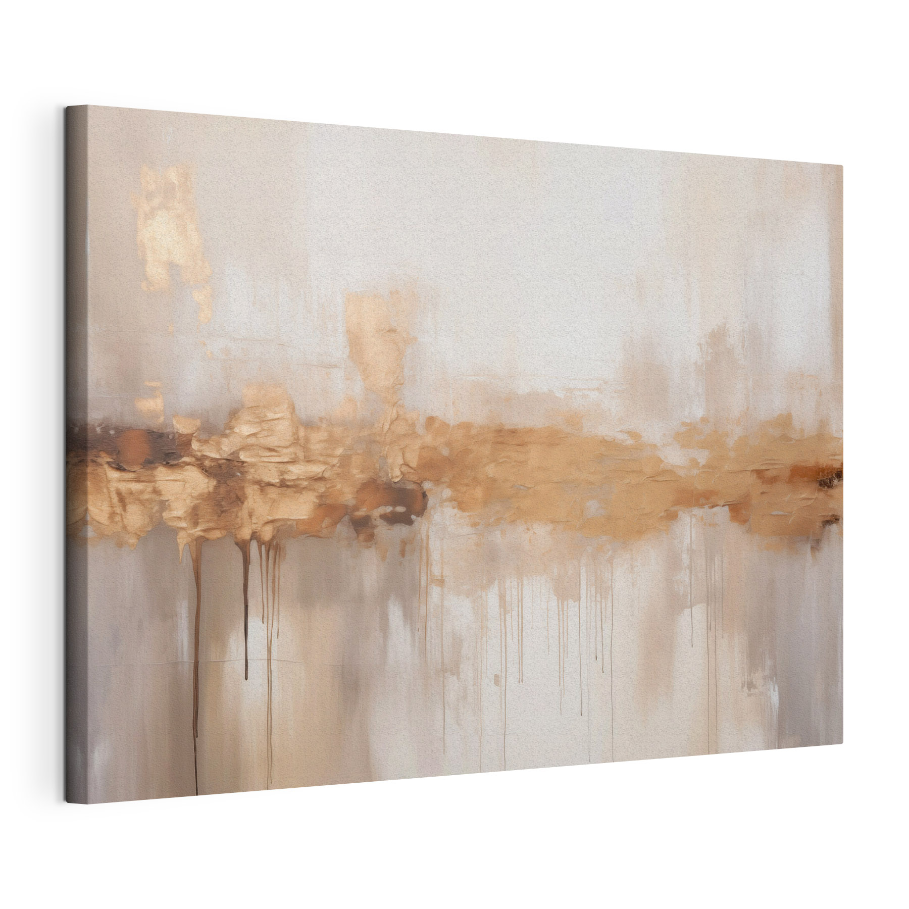 Painting of a white wall with brown paint dripping down