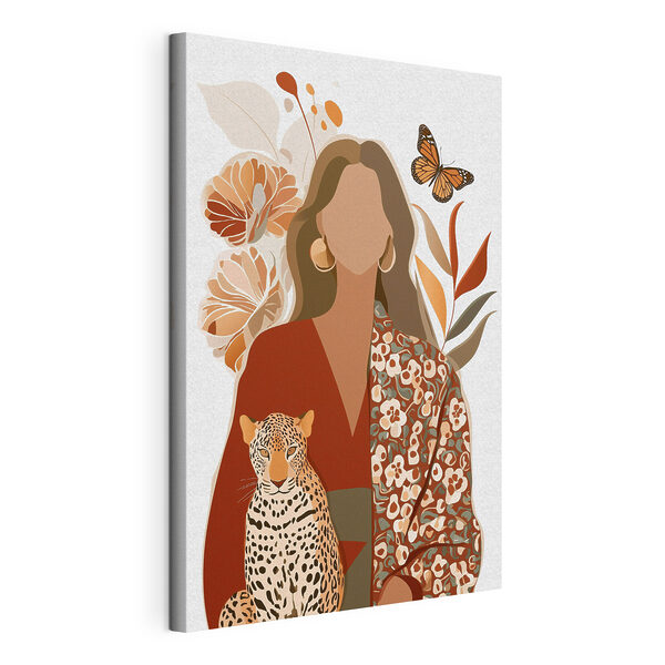 Obraz Žena s leopardem a motýly (Katalogové číslo: s48435) Obraz Obraz Žena s leopardem a motýly (Katalogové číslo: s48435)