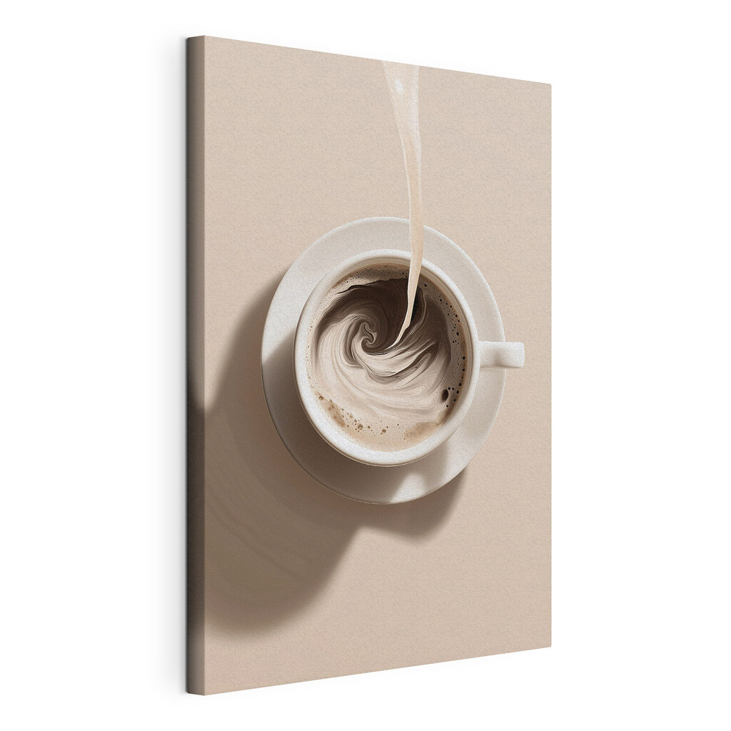 Cup of coffee with milk pouring into it Cup of coffee with milk pouring into it