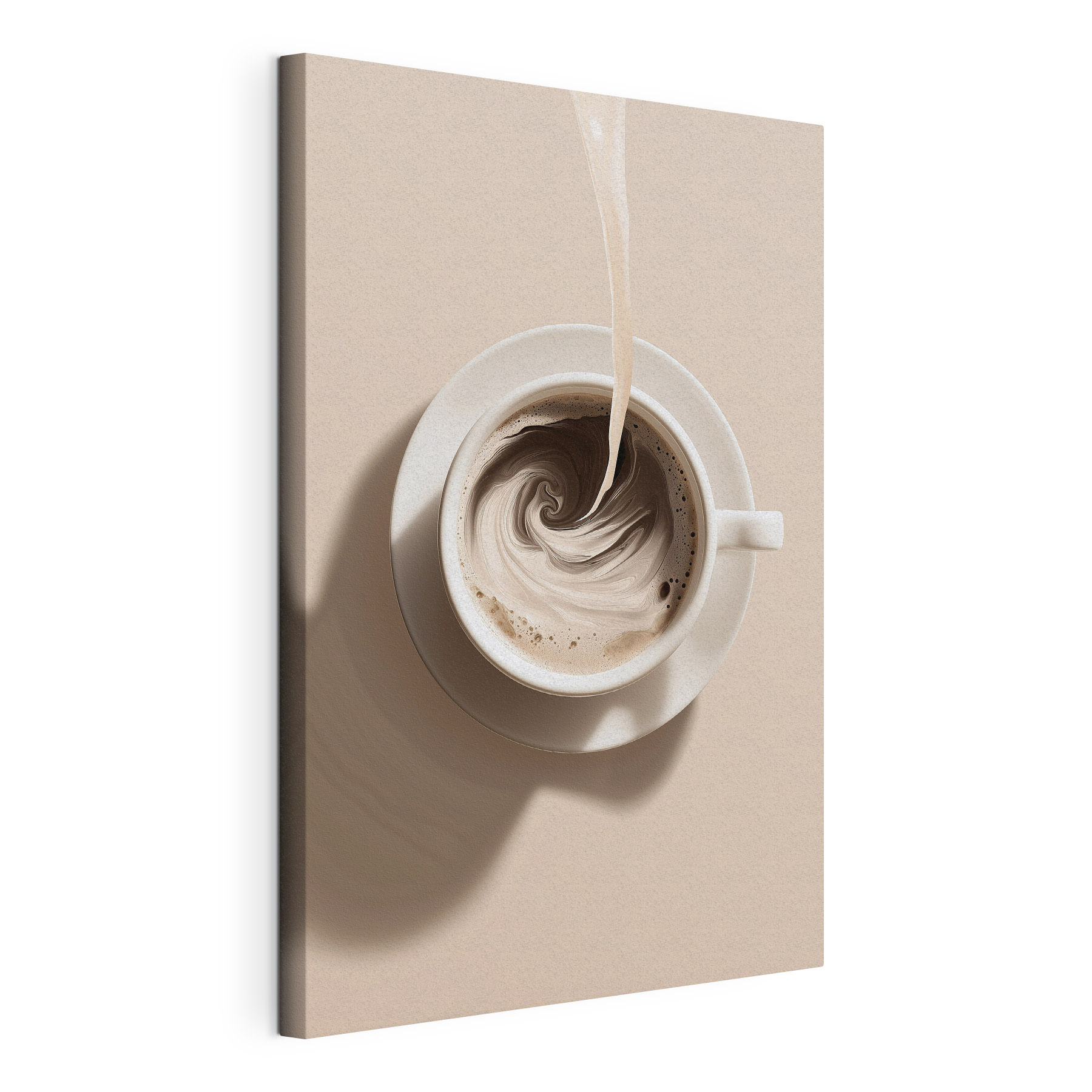 Cup of coffee with milk pouring into it Cup of coffee with milk pouring into it