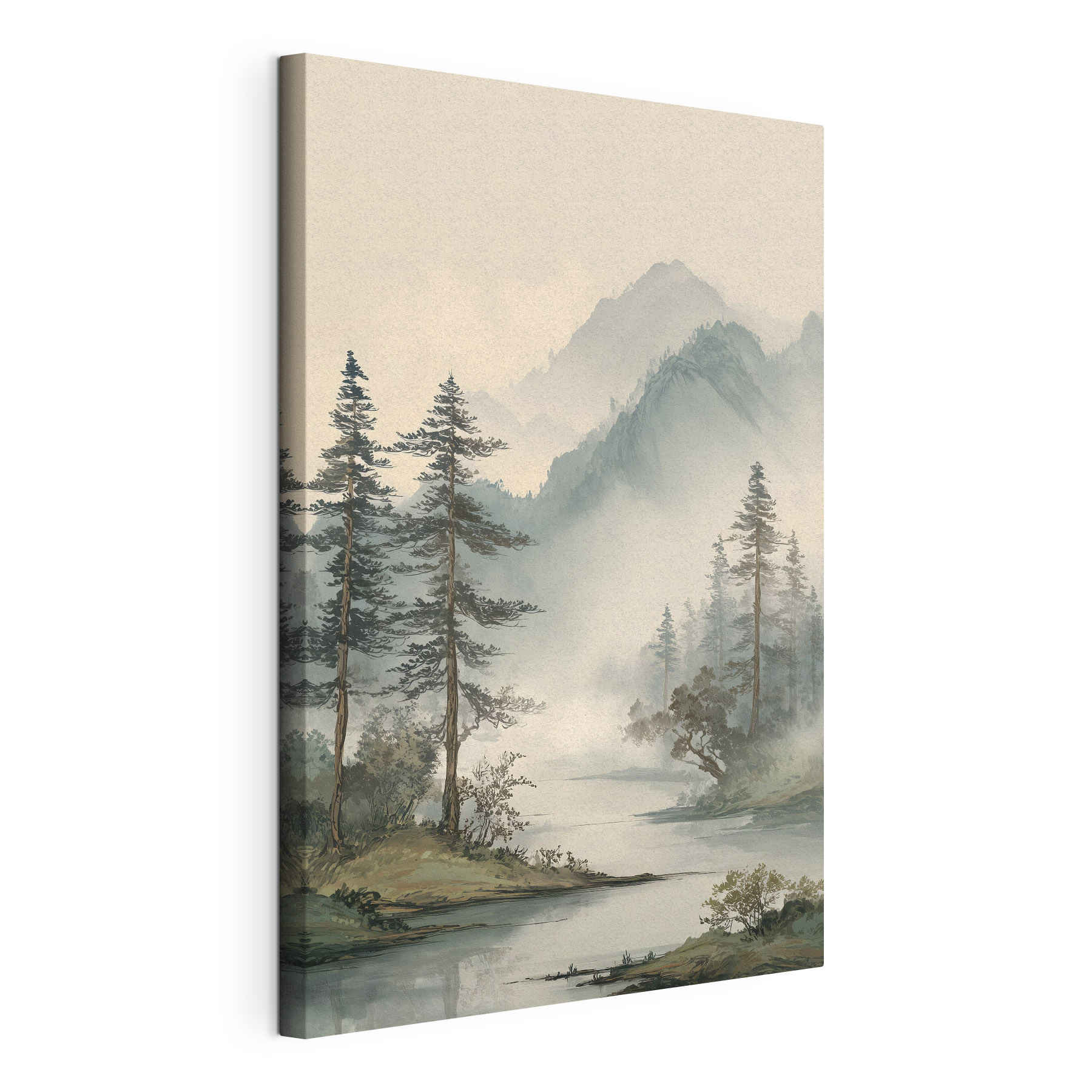 River with trees and mountains in the background River with trees and mountains in the background