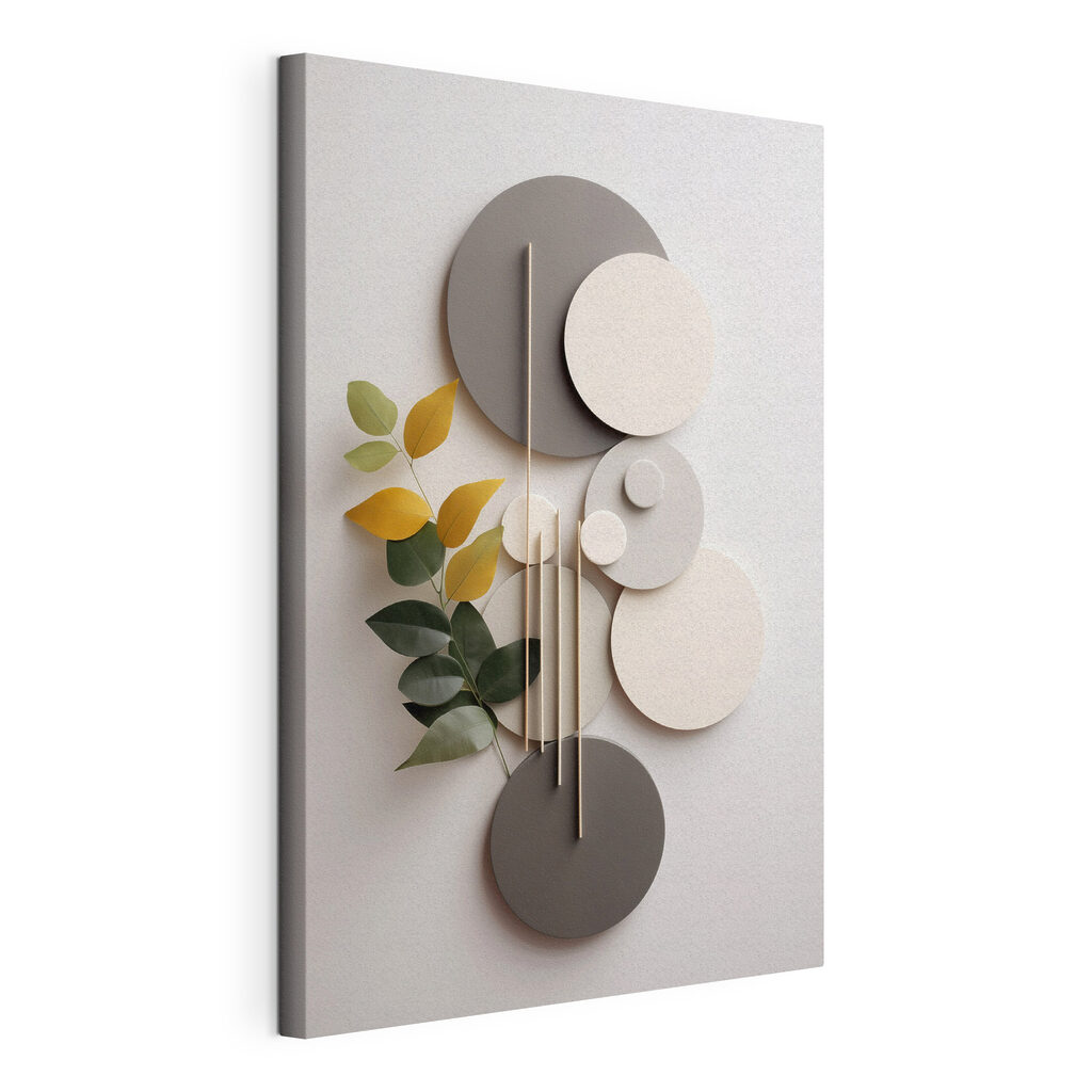 Wall art with circles and leaves Wall art with circles and leaves