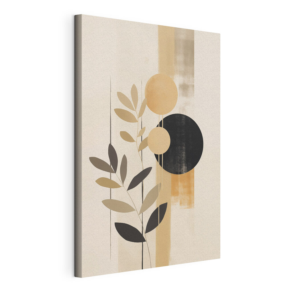Painting of a plant with circles and leaves