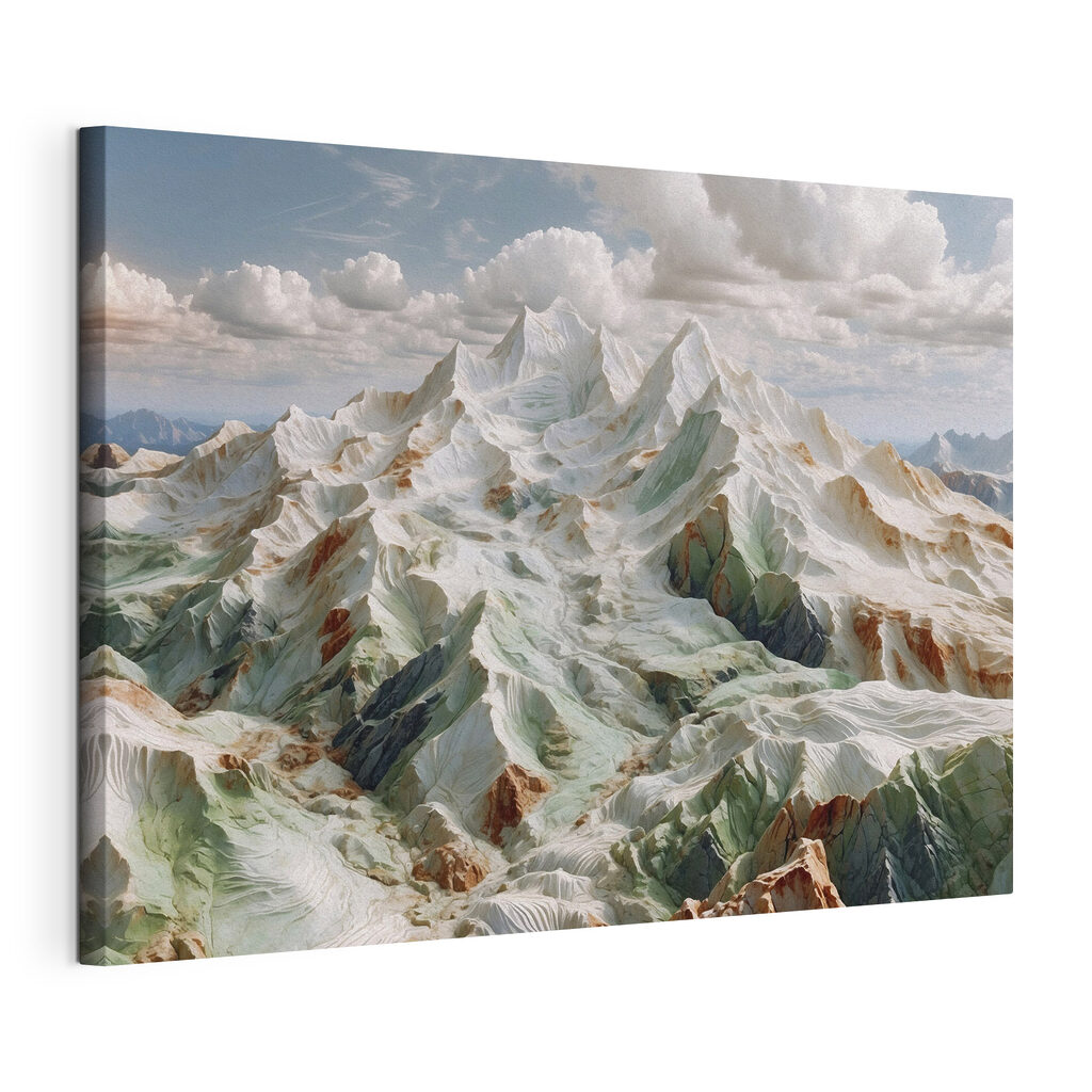 Snowy mountain with clouds in the sky