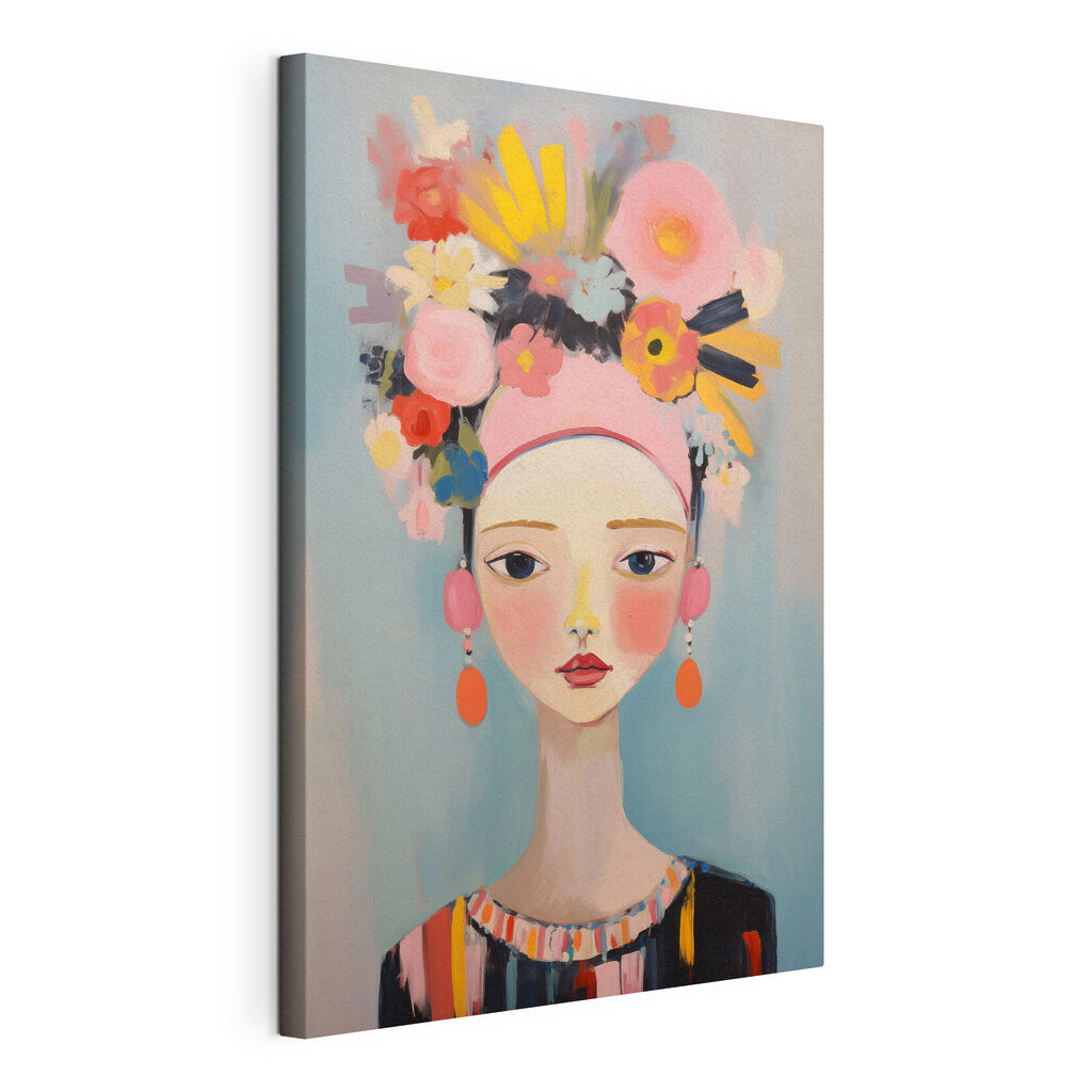 Painting of a woman with flowers in her hair