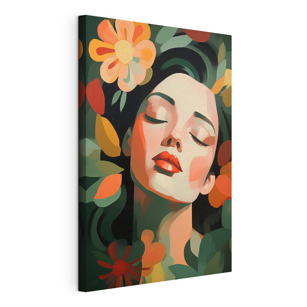 Serene beauty amidst floral colors