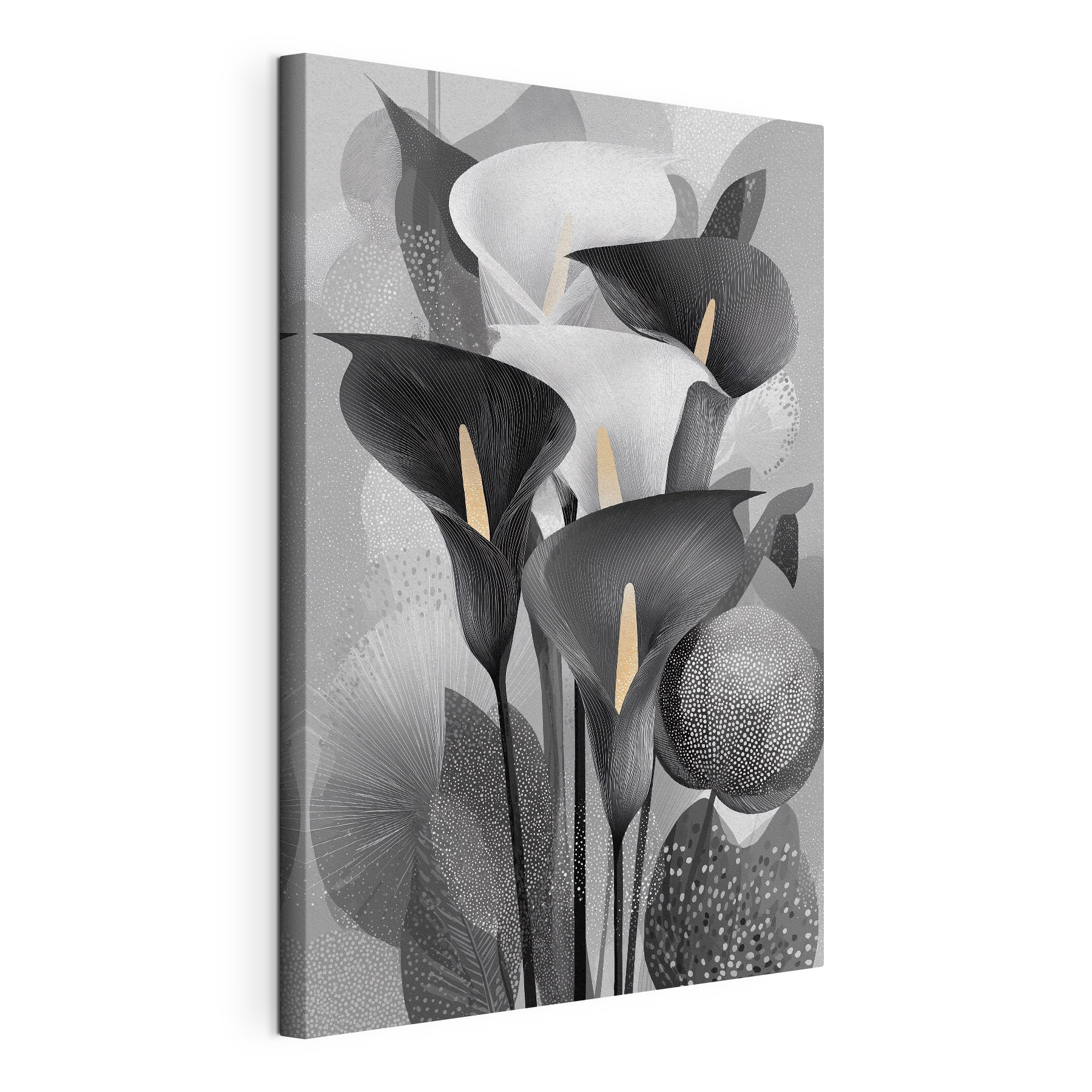 Group of black and white flowers