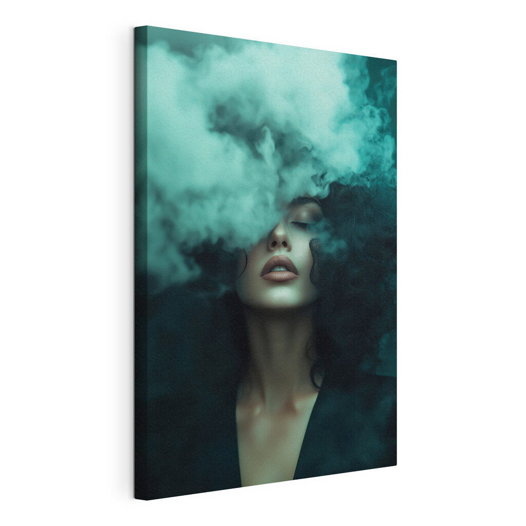 Woman with smoke coming out of her face
