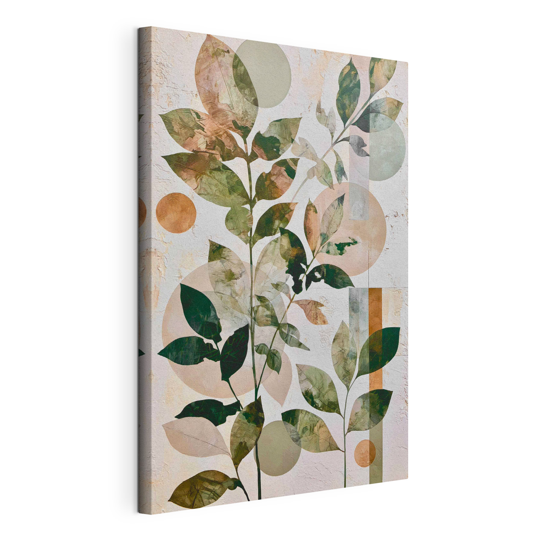 Painting of leaves and circles
