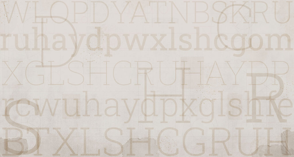 White background with letters
