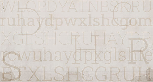 White background with letters