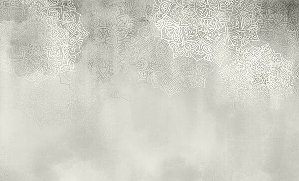 White and grey background with white mandalas