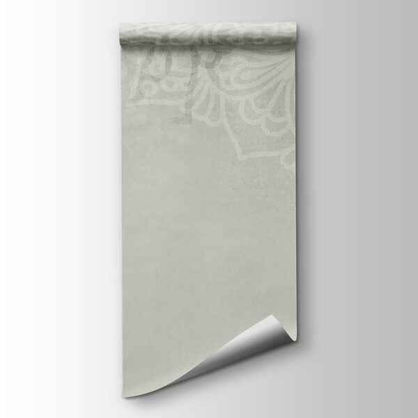 White and grey background with white mandalas