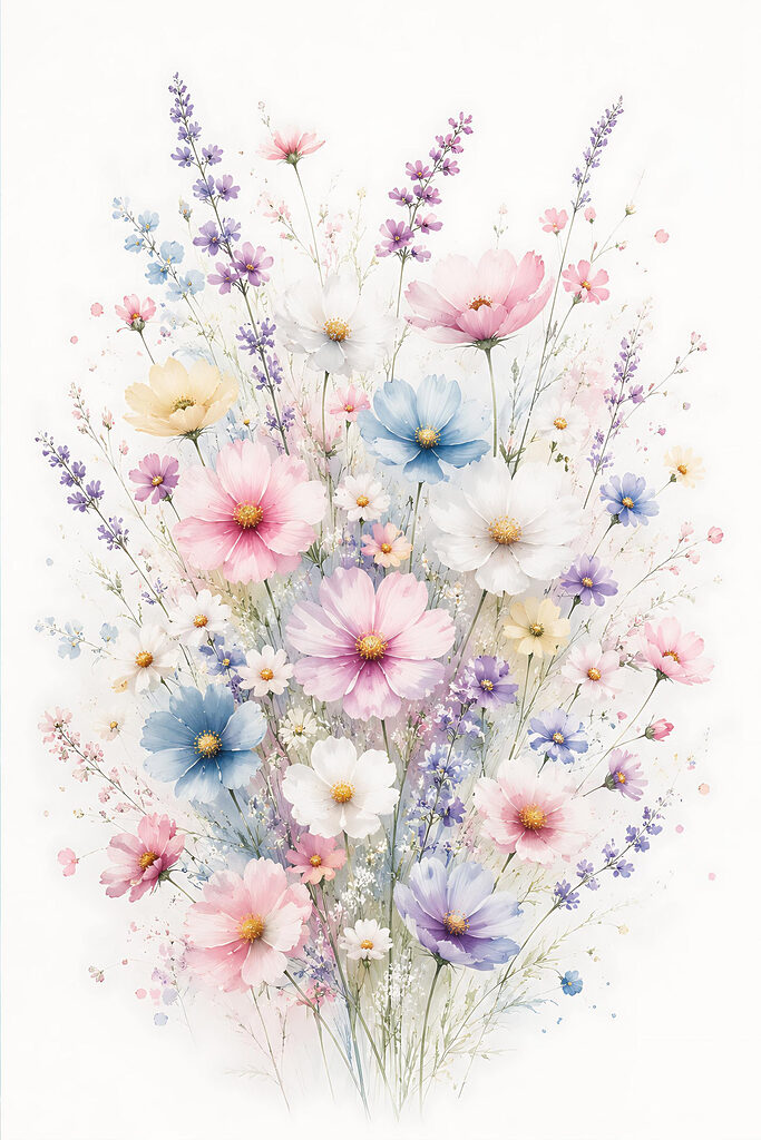 Bouquet of flowers on a white background