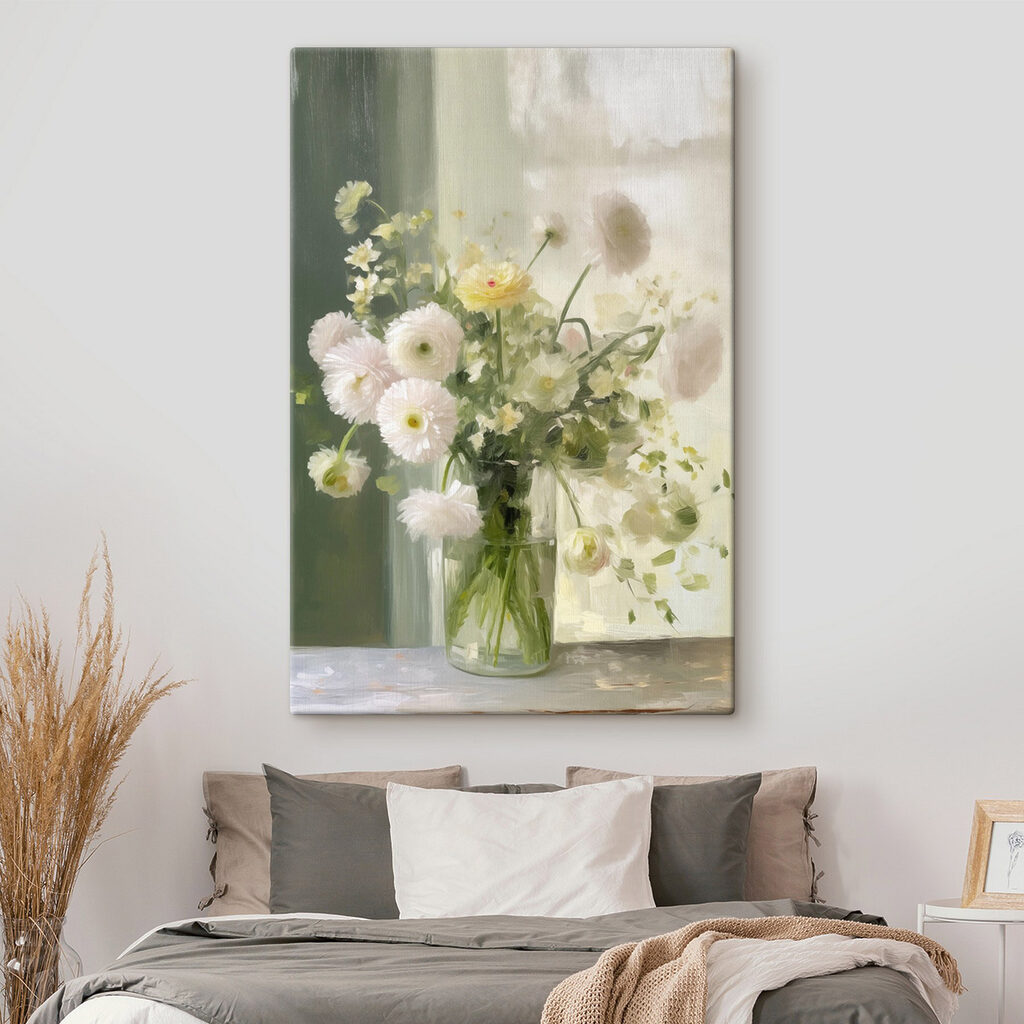 Bouquet of white and yellow flowers in a glass vase Bouquet of white and yellow flowers in a glass vase