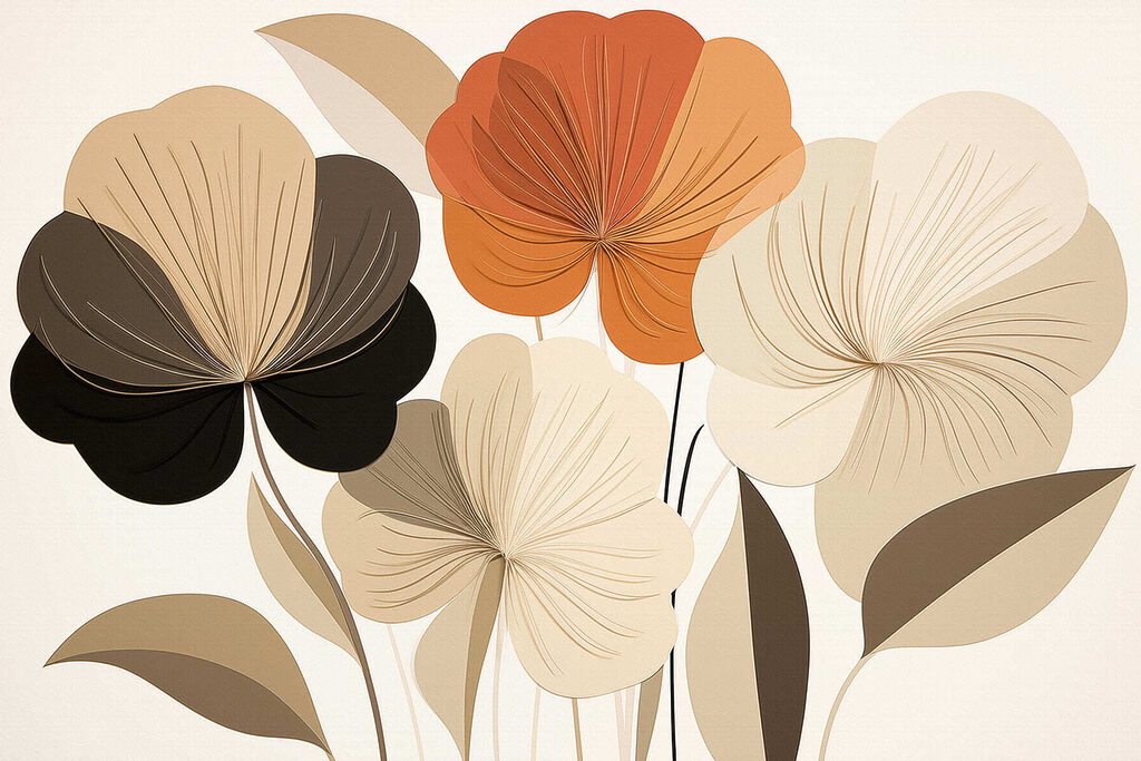Group of flowers with leaves Group of flowers with leaves