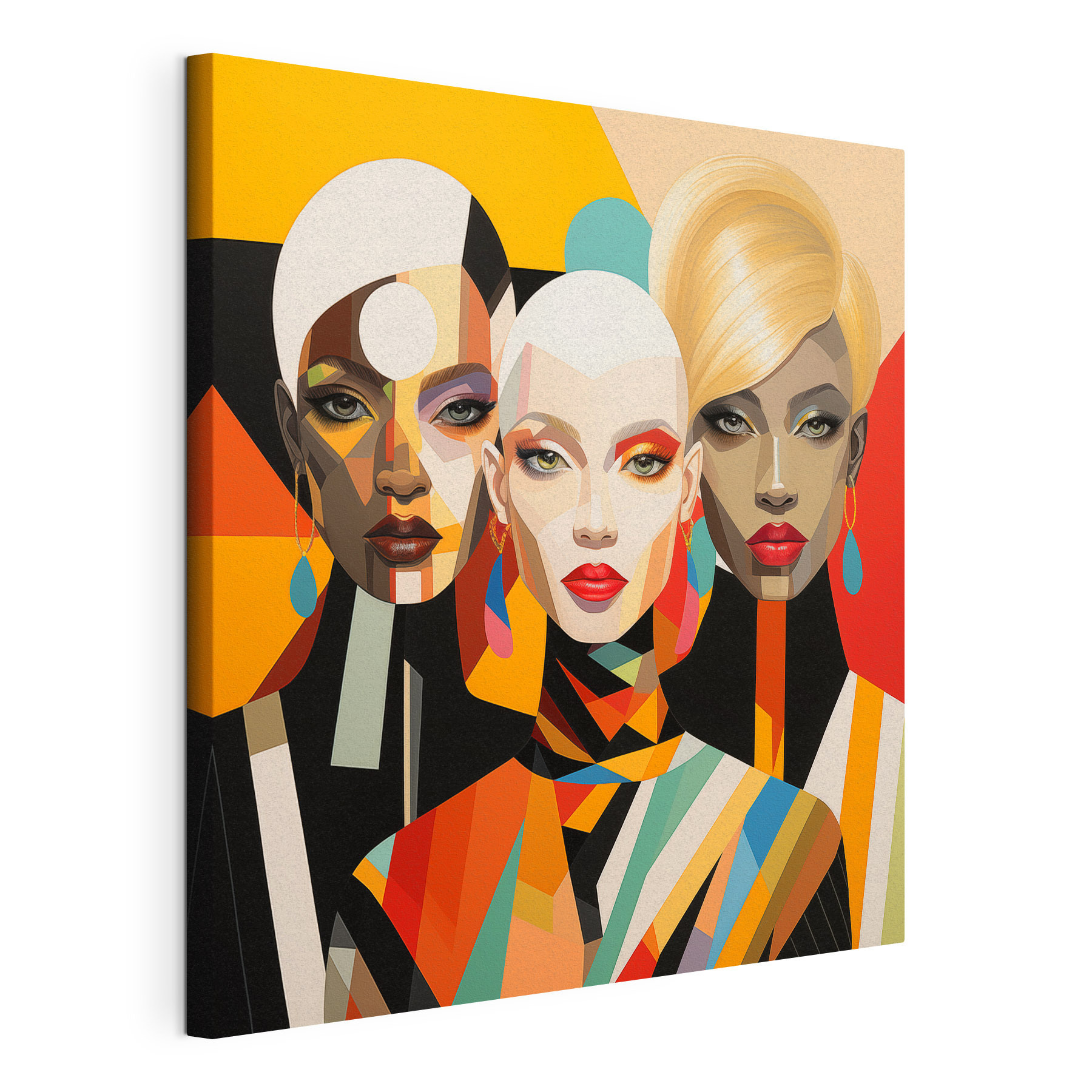 Group of women with different colored faces Group of women with different colored faces