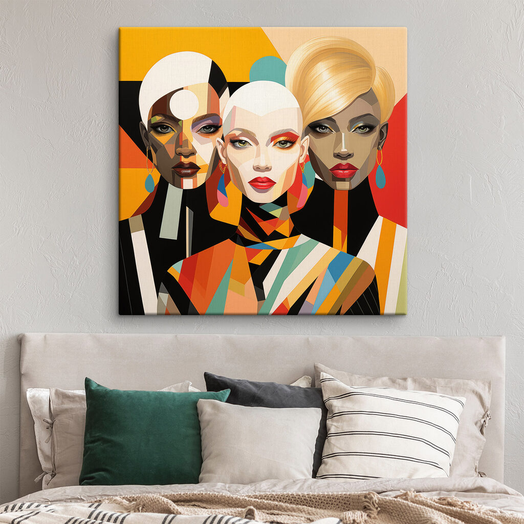 Group of women with different colored faces Group of women with different colored faces