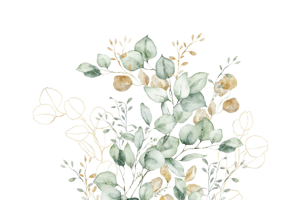 Watercolor painting of leaves