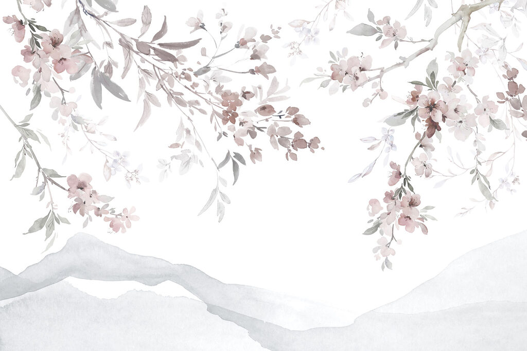 Painting of flowers on a white background Painting of flowers on a white background