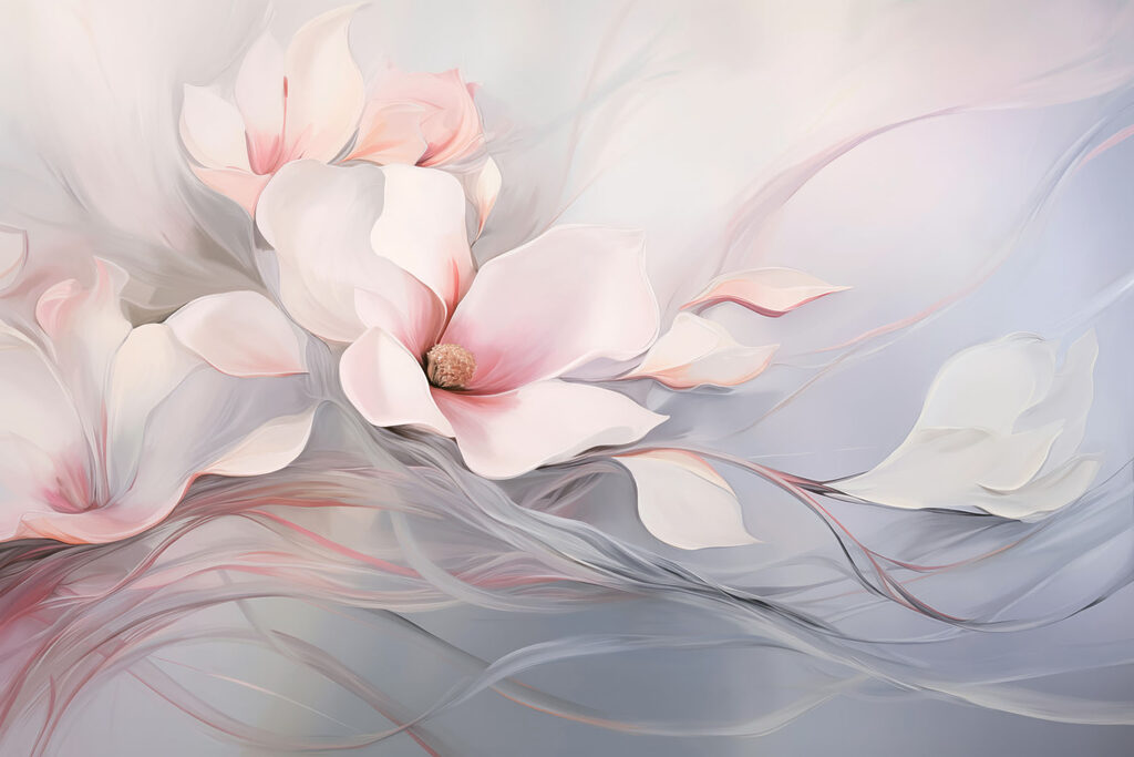 Painting of flowers and leaves