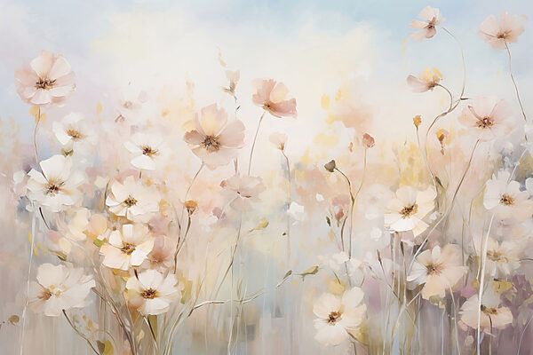 Painting of flowers in a field