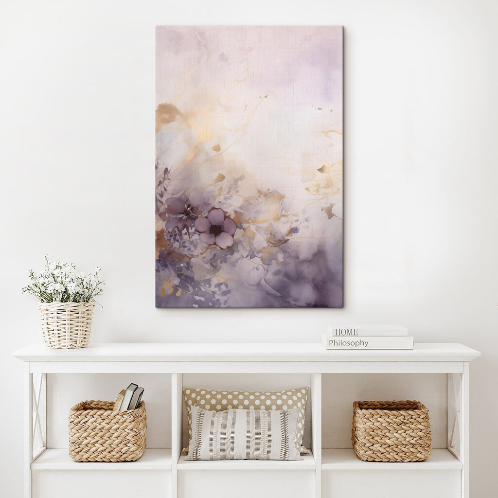 Painting of flowers on a white surface
