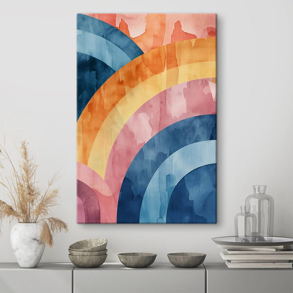 Colorful art piece with a rainbow