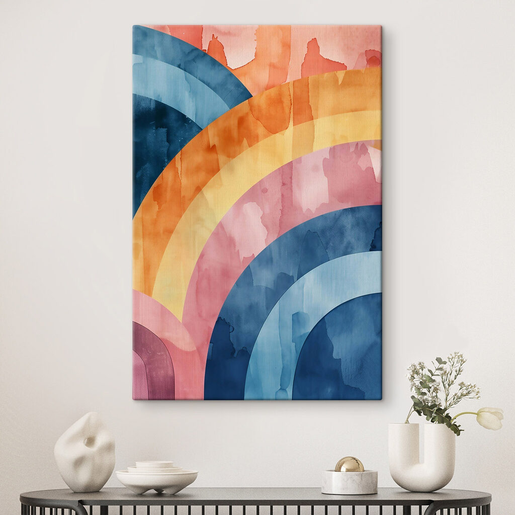 Colorful art piece with a rainbow