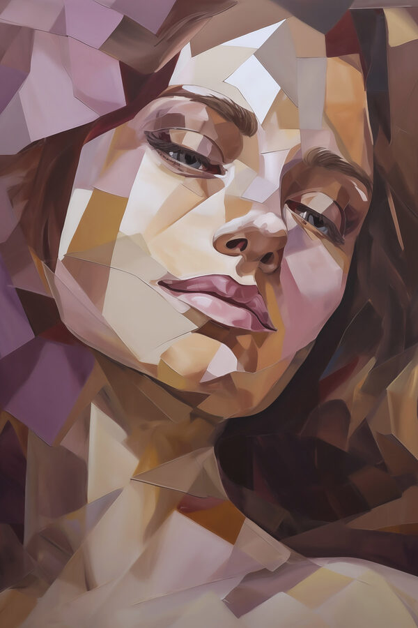Woman's face with low polygons