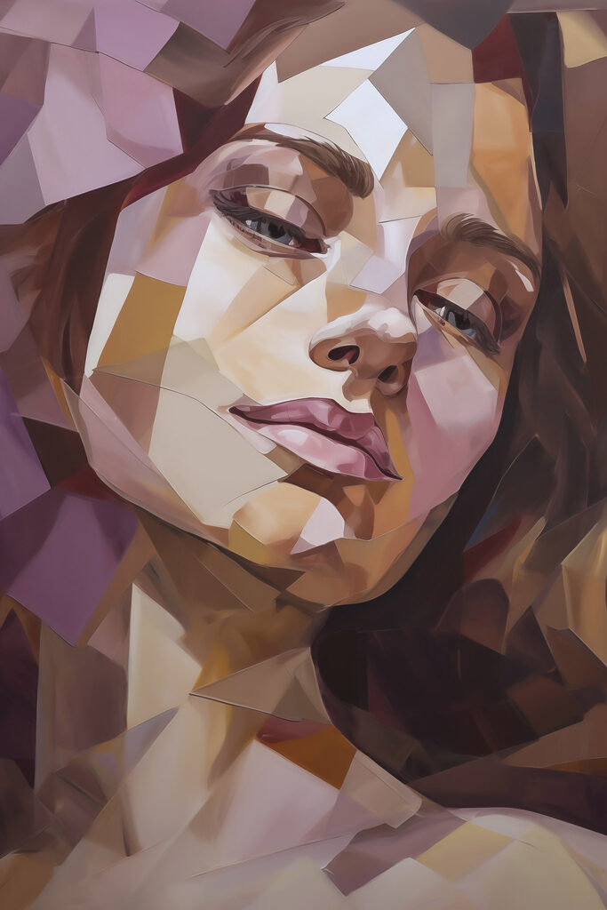 Woman's face with low polygons