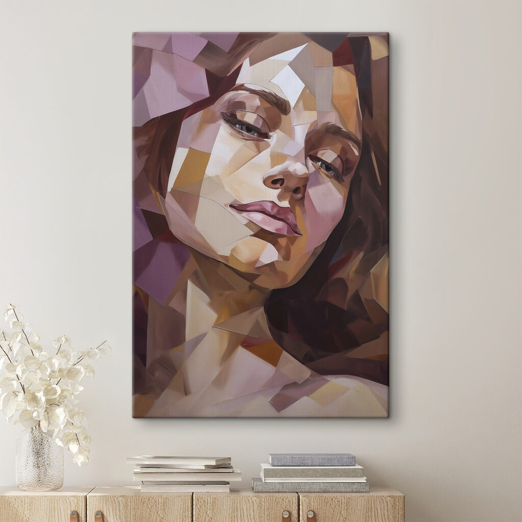 Woman's face with low polygons