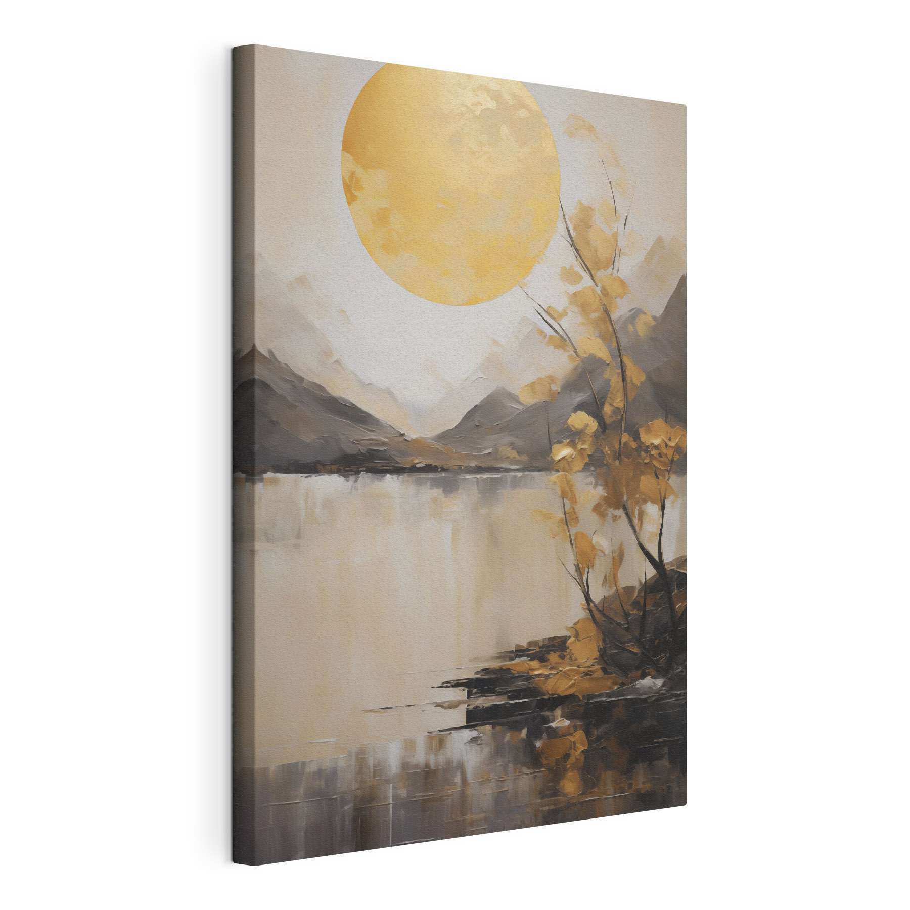 Painting of a tree and a lake Painting of a tree and a lake