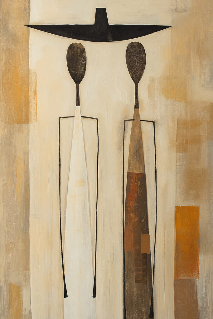 Painting of two vases with spoons