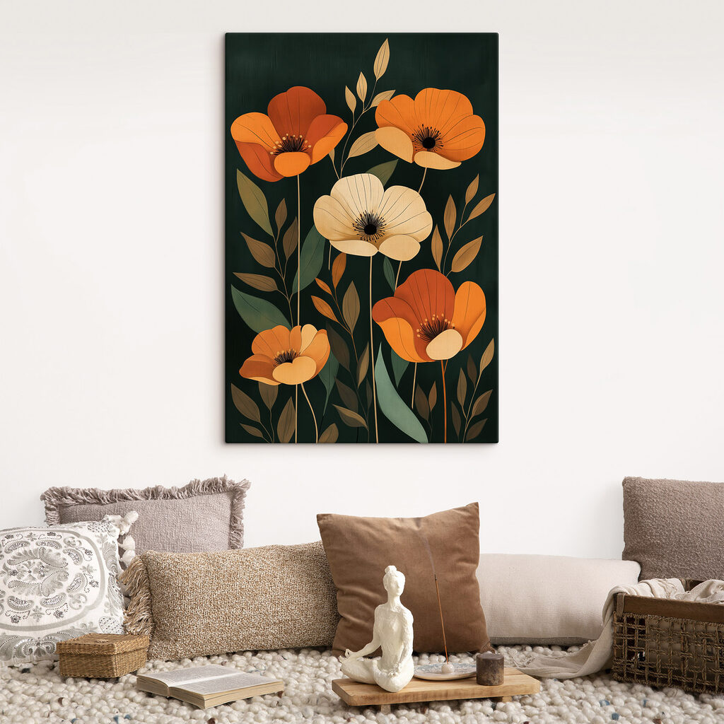 Painting of flowers and leaves