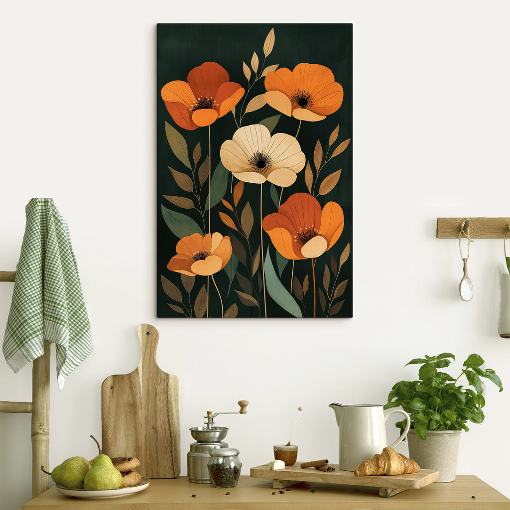 Painting of flowers and leaves
