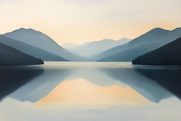 Lake with mountains in the background