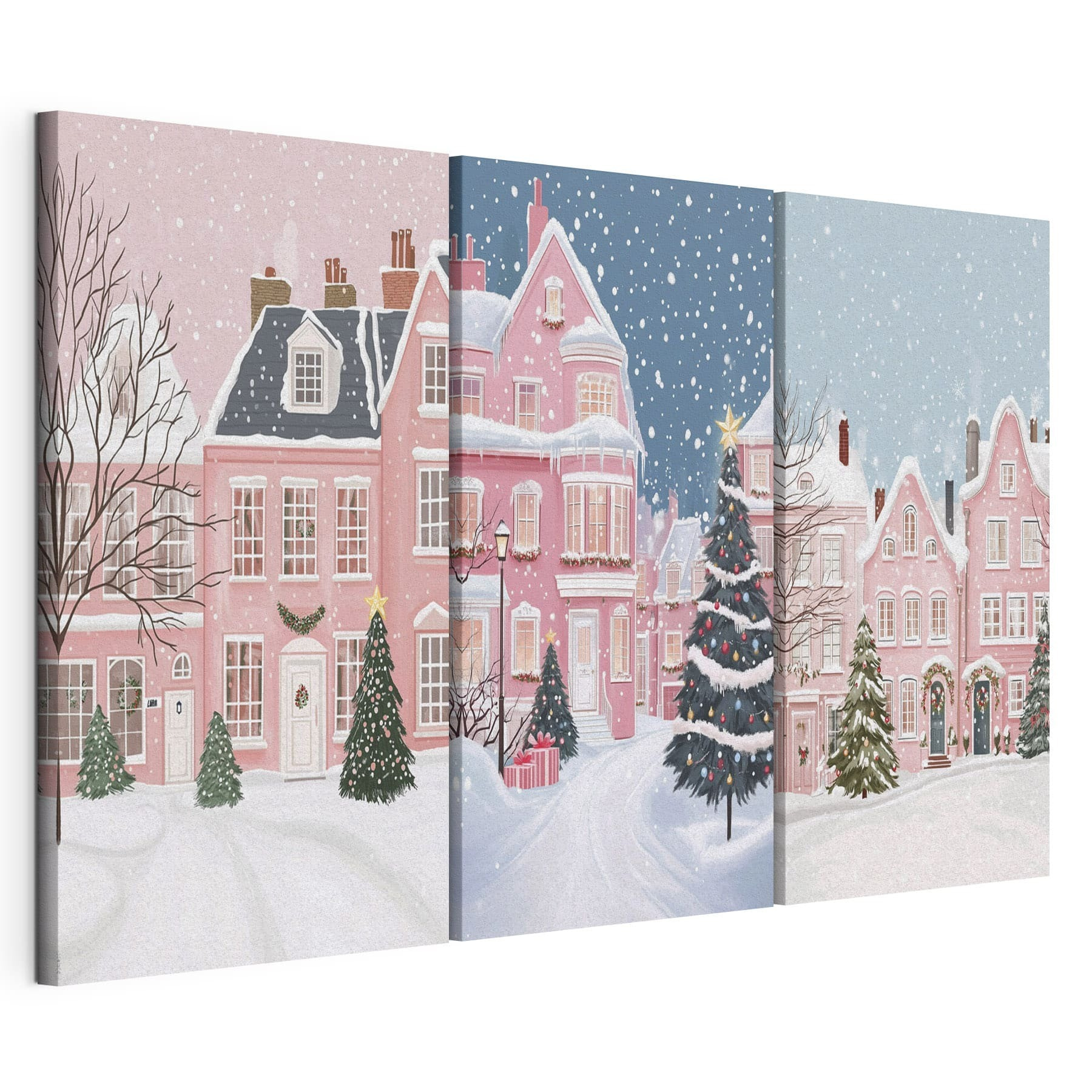 Collage of houses in snow