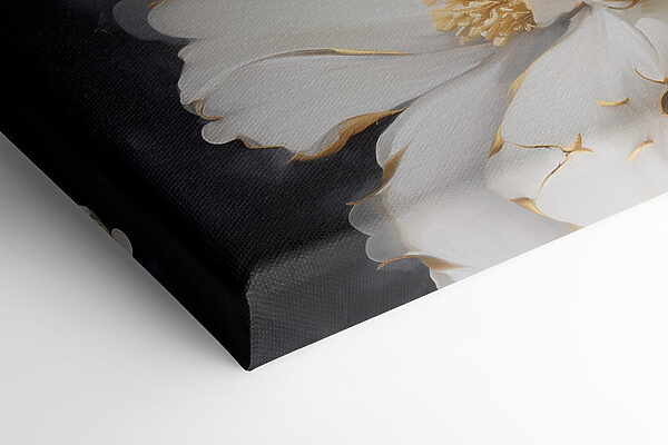 Two paintings of flowers on a black background