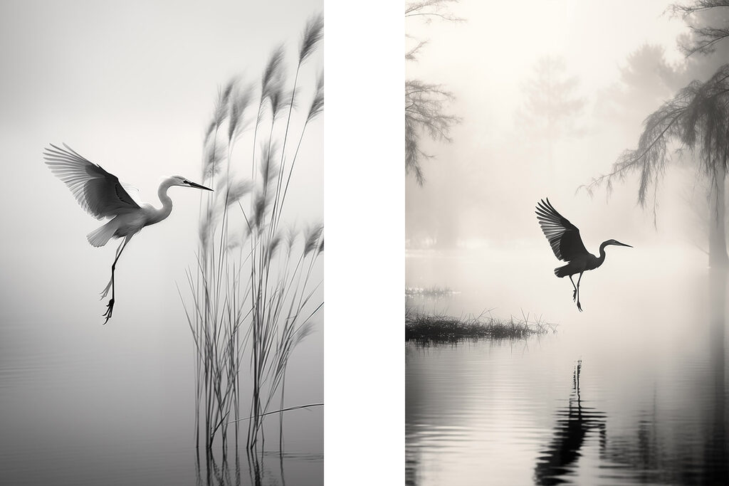 Bird flying over water