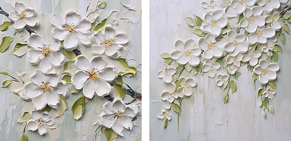 Painting of flowers on a white surface